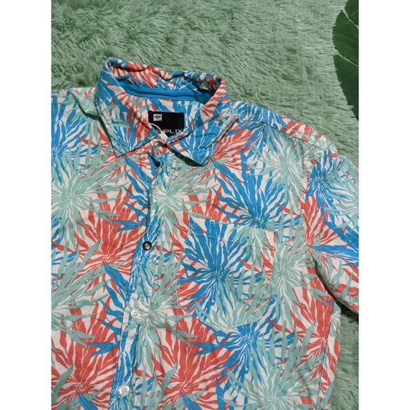 🍑TRIPLIX Tropical Printed Summer shirt men Size Medium 320 - Picture 5 of 11